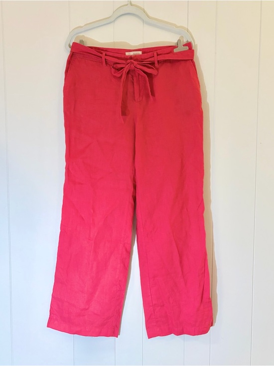 Banana Republic Pants - Banana Republic 100% Linen Tomato Red Wide Leg Tie Waist Pants Women’s 10